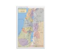 DMYTDYQK 12 Tribes of Israel Bible Story Map Canvas Poster Wall Art Decor Print Picture Paintings for Living Room Bedroom Decoration 12x18inch(30x45cm)