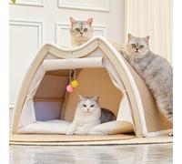 DMZHAOBC Cat House Tent with Scratch Pads Semi-Enclosed Cat Bed with Hanging Ball Cat Scratcher Tent Cat Tent Indoor Cat House with Sisal Roof for Multi-Pet(Small)