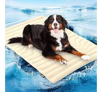DMZHAOBC Dog Cooling Mat, Washable Portable Pet Cooling Mat, Pet Cool Pad Machine Washable Dog Cool Pad, Reversible Cooling Mat for Dogs and Cats(Beige,Large)