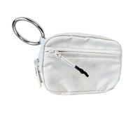 DMZHAOBC The Iris' Wallet, The Iris' Card Wallet Keychain Wallet, Women's Waterproof Nylon Keychain Wallet, Zip Card Case with ID Window, Women's Portable Wallet, One Color, White