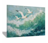 DMZPKZB Animal Posters Flying Seagulls Wall Art room Wall ArtCanvas Art，Poster printing，Suitable for living room, bathroom and corridor，Office study decoration(Multicolor)-60x90cm Framed