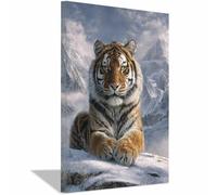 DMZPKZB Animal Posters Tigers in Snowssy Mountains room Wall ArtCanvas Art，Poster printing，Suitable for living room, bathroom and corridor，Office study decoration(Multicolor)-80x120cm Framed