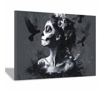 DMZPKZB Black White Wall Art crow Canvas Prints,Abstract Picture Artwork, Modern Artwork,For Living Room, Bedroom, Office Decor(black and white)-50x70cm Framed
