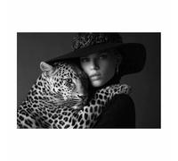DMZPKZB Black White Wall Art leopard Canvas Prints,Abstract Picture Artwork, Modern Artwork,For Living Room, Bedroom, Office Decor(black and white)-60x90cm Unframed