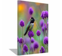 DMZPKZB Canvas Prints Paintings Black-Chinned Hummingbirds Cool Animal painting,Modern Wall Artwork,for bathroom,bedroom,office,hallway and stairs Decor(Multicolor)-30x45cm Framed