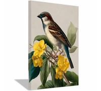 DMZPKZB Canvas Wall Art Vintage Sparrow Illustrati animal poster，Canvas wall murals，Suitable for bedroom, living room, bathroom and hotel decoration(Multicolor)-80x120cm Framed
