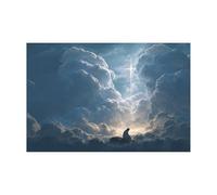 DMZPKZB Christ God Canvas Painting Jesus and the Cross Picture, Jesus Christ Wall Art,Religious Decor For Church Office Living Room Inspiration(white)-80x120cm Unframed