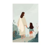 DMZPKZB Christ God Canvas Painting Jesus and the little girl Picture, Jesus Christ Wall Art,Religious Decor For Church Office Living Room Inspiration(white)-70x100cm Unframed