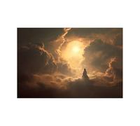 DMZPKZB Christ God Canvas Painting Jesus and the Moon Picture, Jesus Christ Wall Art,Religious Decor For Church Office Living Room Inspiration(brown)-80x120cm Unframed