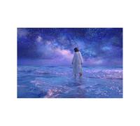 DMZPKZB Christ God Canvas Painting Jesus and the Seaside Picture, Jesus Christ Wall Art,Religious Decor For Church Office Living Room Inspiration(Purple;)-50x70cm Unframed