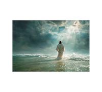 DMZPKZB Christ God Canvas Painting Jesus and the Waves Picture, Jesus Christ Wall Art,Religious Decor For Church Office Living Room Inspiration(white)-80x120cm Unframed