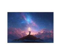 DMZPKZB Christ God Canvas Painting Jesus, the Cross Picture, Jesus Christ Wall Art,Religious Decor For Church Office Living Room Inspiration(Purple;)-30x45cm Unframed