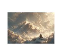 DMZPKZB Christ Religions Painting Wall Decor Jesus and the Cross God Print Picture and Poster for Living Room, Bedroom, Office,Church classroom(brown)-80x120cm Unframed