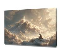 DMZPKZB Christ Religions Painting Wall Decor Jesus and the Cross God Print Picture and Poster for Living Room, Bedroom, Office,Church classroom(brown)-30x45cm Framed