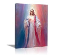 DMZPKZB Christ Religions Painting Wall Decor The Holy Light of Jesus God Print Picture and Poster for Living Room, Bedroom, Office,Church classroom(polychrome)-30x45cm Framed