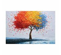 DMZPKZB Extra Large Tree Of Life Wall Decor Artwork Golden Tech Tree Plant Picture,Modern Abstract Paintings,Landscape Wall Art,For Living Room Bedroom(Multicolor)-50x70cm Unframed
