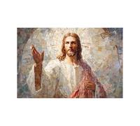 DMZPKZB Jesus Canvas Wall art Abstract Portrait of Jesus Christ Decor Painting, Praying, Belief, for Living Room Bedroom Church Decoration(red)-80x120cm Unframed
