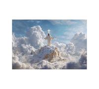 DMZPKZB Jesus Canvas Wall art Jesus and the Cross Christ Decor Painting, Praying, Belief, for Living Room Bedroom Church Decoration(white)-70x100cm Unframed