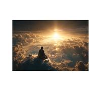 DMZPKZB Jesus Canvas Wall art Jesus and the Sun Christ Decor Painting, Praying, Belief, for Living Room Bedroom Church Decoration(golden)-70x100cm Unframed