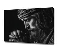 DMZPKZB Jesus Canvas Wall art Portrait of Jesus Christ Decor Painting, Praying, Belief, for Living Room Bedroom Church Decoration(black)-80x120cm Framed