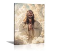 DMZPKZB Jesus Canvas Wall art Portrait of Jesus Christ Decor Painting, Praying, Belief, for Living Room Bedroom Church Decoration(white)-60x90cm Framed