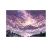 DMZPKZB Jesus Canvas Wall art The Cross and the Mountain Christ Decor Painting, Praying, Belief, for Living Room Bedroom Church Decoration(Purple;)-30x45cm Unframed