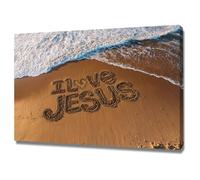 DMZPKZB Jesus Christ Wall Art Seaside Waves Vintage Painting Wall Art, Religious home decor for Living Room Bedroom Office Church(white)-60x90cm Framed