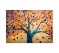 DMZPKZB Large Tree Of Life Canvas Wall Art tree Waterproof Artwork Landscape Picture For Living Room Bedroom Home Office Kitchen Decor(orange)-50x70cm Unframed