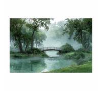 DMZPKZB Modern Landscape Picture Still Water, Green Trees Canvas Wall Art,Minimalism Scenery Painting,for Dining,Bathroom, Living Room, Bedroom,Corridor(green106)-50x70cm Unframed