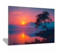 DMZPKZB Nature Canvas Wall Art Decor Teton Valley Stream Landscape Poster,For Office, Bedroom,Bathroom,Living Room,Corridor,Classroom,for Home Decoration(Multicolor)-80x120cm Framed