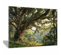 DMZPKZB Nature Landscape Pictures Sacred big Tree Canvas Prints Wall Decor,Painting Artwork for Bedroom,Living Room,Corridor,church,Home Decoration(Multicolor)-50x70cm Framed