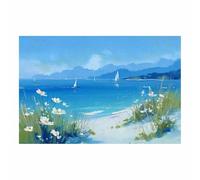 DMZPKZB Nature Landscape Pictures SailBoats Sea Flower Canvas Prints Wall Decor,Painting Artwork for Bedroom,Living Room,Corridor,church,Home Decoration(Multicolor)-30x45cm Unframed