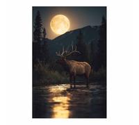 DMZPKZB Poster printing The Moon and the Deer Wall art，Large canvas painting，Suitable for living rooms and bathroomsOffice, study hotel decoration(brown38)-80x120cm Unframed