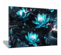 DMZPKZB Wall Art Canvas Prints lotuss Picture Painting - Modern Wall Artwork for Gifts Bathroom Home Kitchen Office Decor(blue)-50x70cm Framed