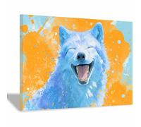 DMZPKZB Wildlife Canvas Pictures Wall Art Laughing Fox Watercolor large wall decor,Home Decor mural, For living room, bedroom, corridor, office, bathroom(Multicolor)-70x100cm Framed