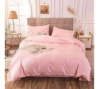 DN COLLECTION 2 piece Pink plain duvet cover 100% Poly Cotton Duvet Cover Bedding Set Single Bed Size (Pink, Single)