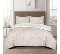 DN COLLECTION Luxury Microfibre Duvet Cover Set With Fitted Sheet And Pillowcase Antiallergic Breathable Quilt Cover Set Fade,Shrink And Wrinkle Resistant (Beige, King)