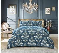 DN COLLECTION Luxury Microfibre Duvet Cover Set With Fitted Sheet And Pillowcase Antiallergic Breathable Quilt Cover Set Fade,Shrink And Wrinkle Resistant (Jasmine Demask Teal, King)