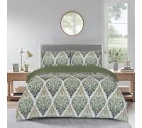 DN COLLECTION Luxury Microfibre Duvet Cover Set With Fitted Sheet And Pillowcase Antiallergic Breathable Quilt Cover Set Fade,Shrink And Wrinkle Resistant (Leaf Green, Double)