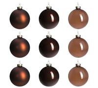DN DECONATION Brown Glass Christmas Ball Ornaments, 3.15” Hanging Christmas Baubles for Xmas Tree Decoration, Set of 9 Decor for Holiday, Halloween, Wedding Party Gift