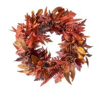 DN DECONATION Fall Wreaths for Home Front Door Decorations, 24 Inch Autumn Farmhouse Wreath with Pumpkins, Pinecones & Berries, Fall Brown Porch Wall Decor for Thanksgiving Indoor & Outdoor