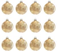 DN DECONATION Gold Mercury Glass Ball Christmas Ornaments, Set of 12-3.15"