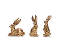 DN DECONATION Resin Gold Bunny Decor Rabbit Figurines, Small Easter Bunny Figurine Set of 3, Vintage Easter Rabbit Statue Table Home Decoration