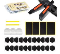 DN DENNOV 36Pcs Puncture Repair Kits Bikes, Bicycle Tyre Glueless Self-Adhesive Patches Kit with Metal Rasps, Portable Storage Box for Road Mountain and Commuter Bikes