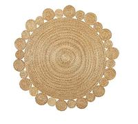DN HANDICRAFT Handmade Handwoven Organic Carpet Brown Outer Tikki Single Jute Round Area Rug (150 X 150 Cm) (5 X 5 Square Feet) (59 X 59 Inch) Handwoven Jute Rug Hallways Rug