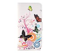 DN-Technology Book Wallet Case for Samsung Galaxy S10 5G, Love Heart, Flora, Butterfly, Colorful Pattern PU Leather Case with Kick Stand ID Holder for Samsung Galaxy S10 5G (WHITE BUTTERFLY)