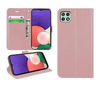 DN-Technology For Samsung Galaxy A22 5G Case Flip Folio Leather Wallet with Card Holder Book Stand Phone Cover For Samsung Galaxy A22 5G (ROSE GOLD)