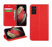 DN-Technology For Samsung Galaxy S21 Ultra Case Phone Case Flip Case Phone Cover Leather Wallet Book Case Compatible With Screen Protector ID/Card Holder Slots, Case for Samsung S21 Ultra (RED)