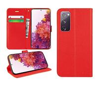 DN-Technology Galaxy S20 FE Case For Samsung S20 FE Case, Phone Case, PU Leather Flip Case, Wallet Style, Book Pouch, Card Cash Holder, Cover For Samsung Galaxy S20 FE (RED)