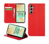 DN-Technology Galaxy S24 FE Case For Samsung S24 FE Case, Phone Case, PU Leather Flip Case, Wallet Style, Book Pouch, Card Cash Holder, Cover For Samsung Galaxy S24 FE (RED)